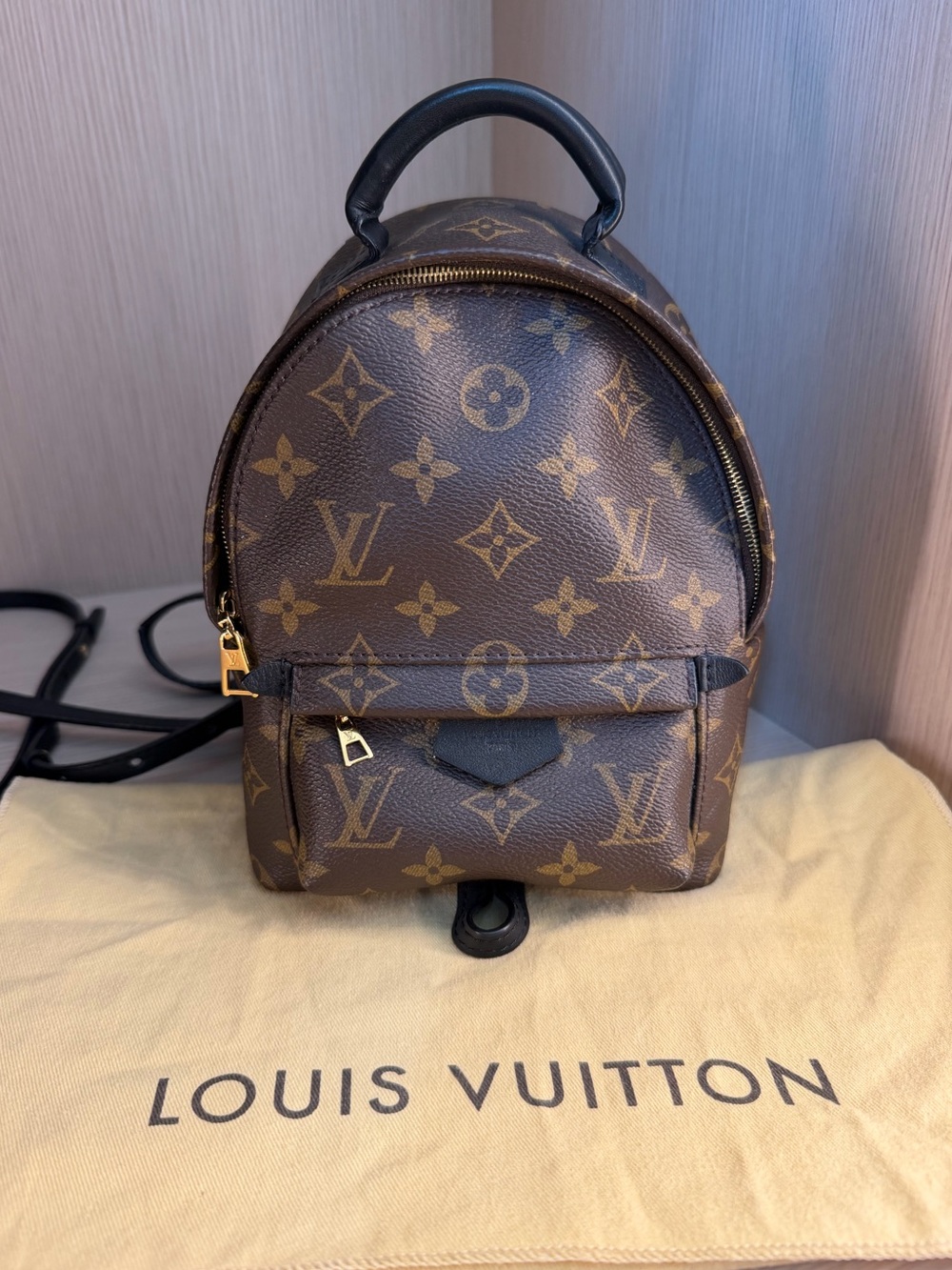 Louis Vuitton Brown Monogram Mini Backpack with Gold Hardware.